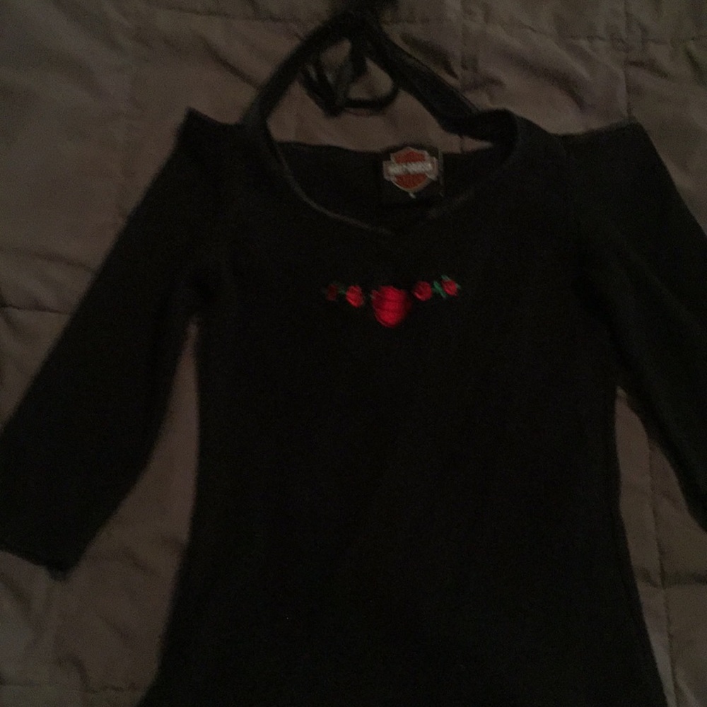 Harley Davidson Child Small Halter top w red roses